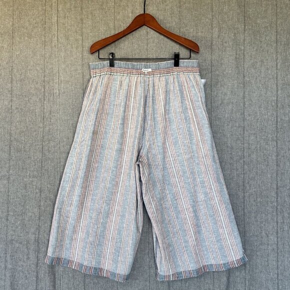 Madewell Side-Button Huston Pull-On Crop Pants in Blue Vintage Rainbow Stripe - Picture 9 of 14